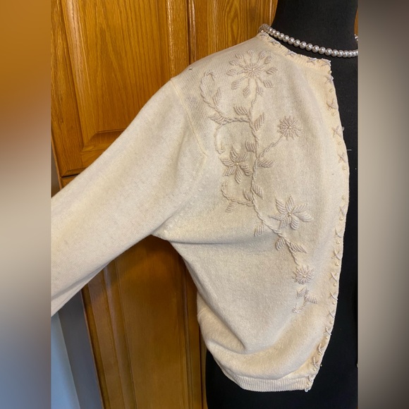 AUTHENTIC VINTAGE FULLY FASHIONED BEADED CARDIGAN PINUP ROCKABILLY SWEATER - Picture 4 of 15